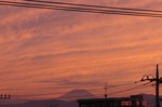 夕日の中の富士山
